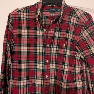 Polo Ralph Lauren Red and White Plaid Oxford Shirt